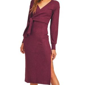 Lush Long sleeve knit wrap dress